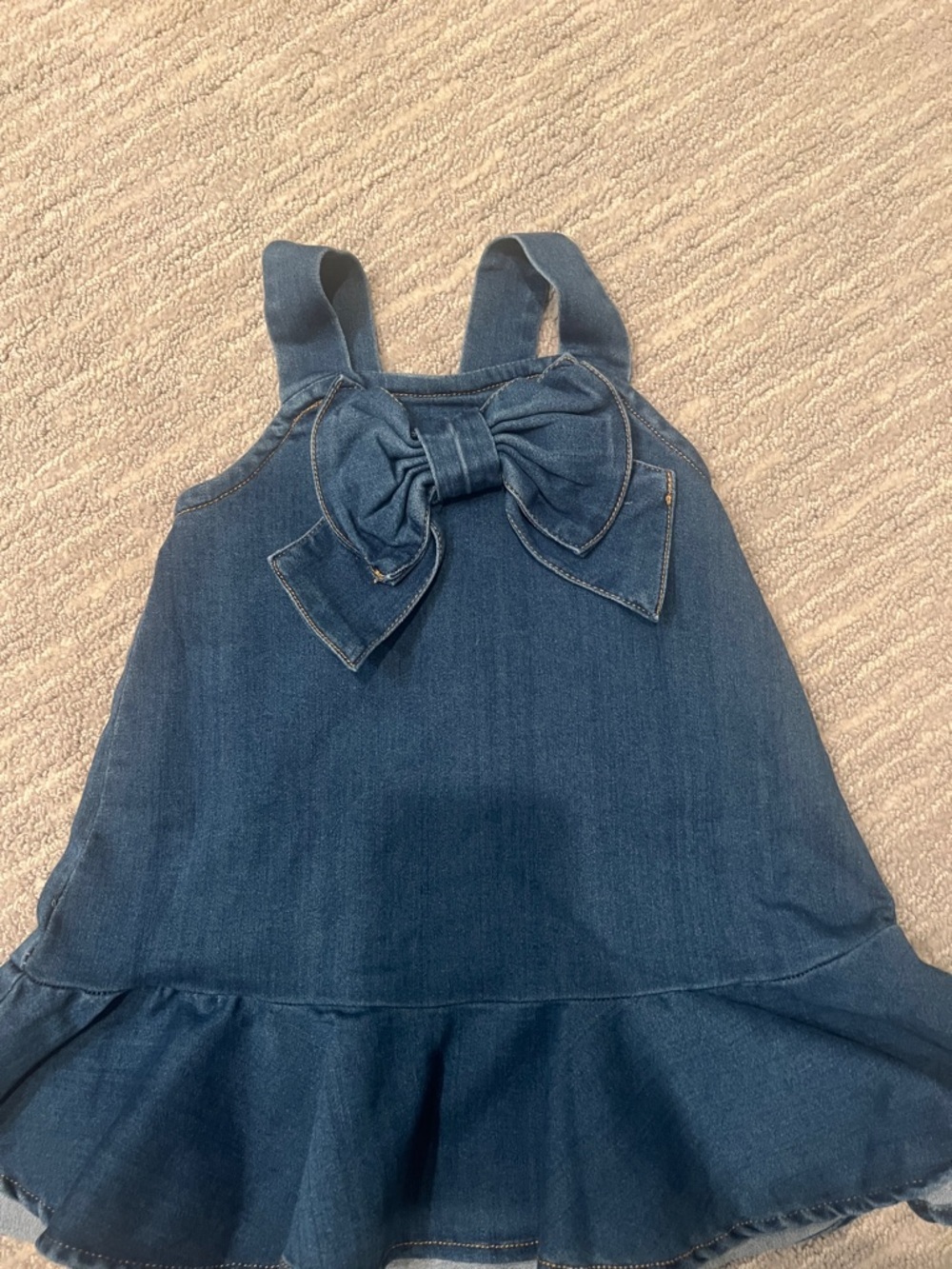 Habitual Girls Denim Bow Dress 24M | NWOT | Little Girl's Bow Flounce Dress Blue - Picture 4 of 5